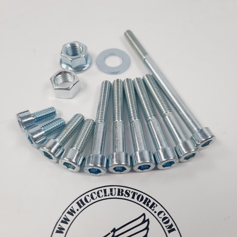 Motorblok bouten en moeren set (inbus kopjes)